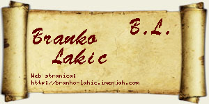 Branko Lakić vizit kartica